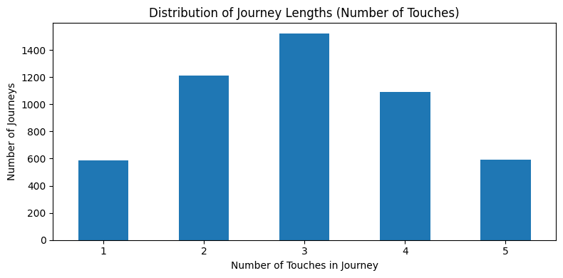Chart showing number of touches per journey